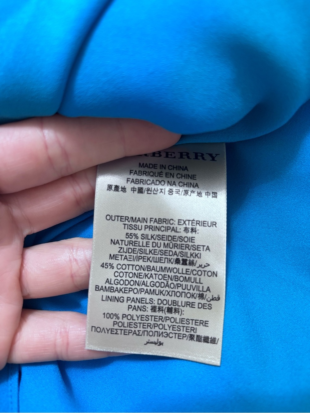 Burberry turquoise silk/ cotton blend dress with buttons - Picture 9 of 9